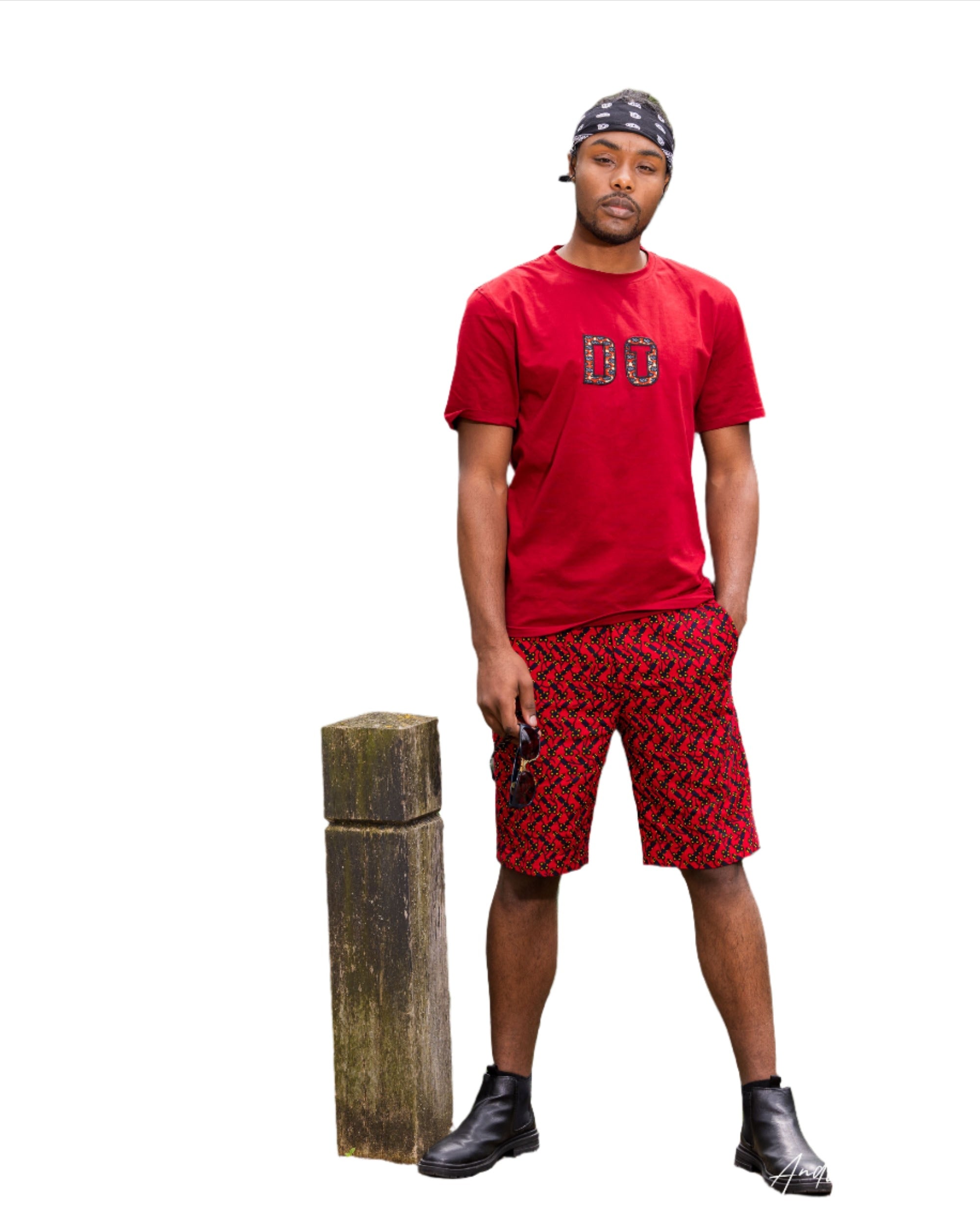 African Fashion Monogram Short Sleeve T-Shirt Red (Do It)