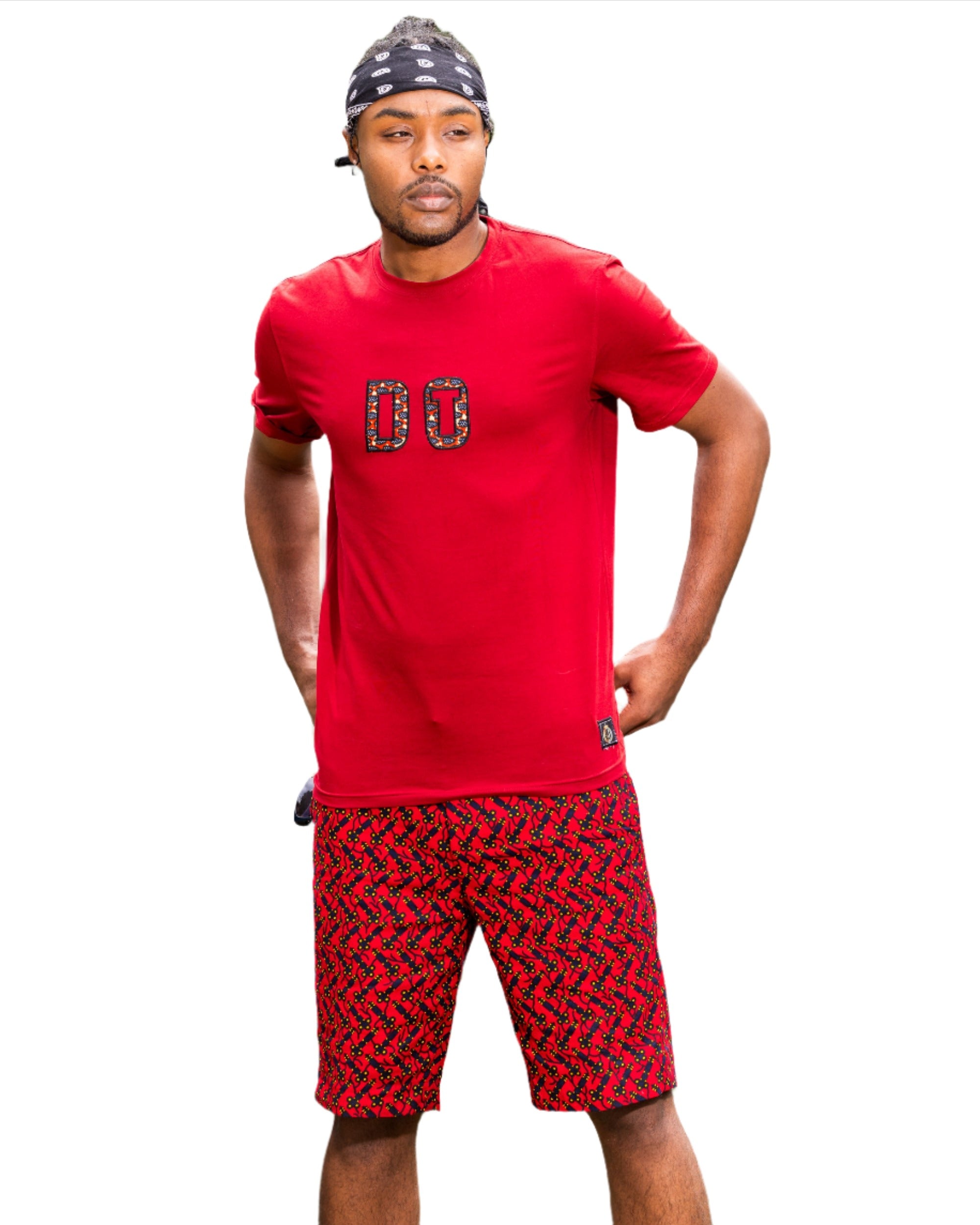 African Fashion Monogram Short Sleeve T-Shirt Red (Do It)