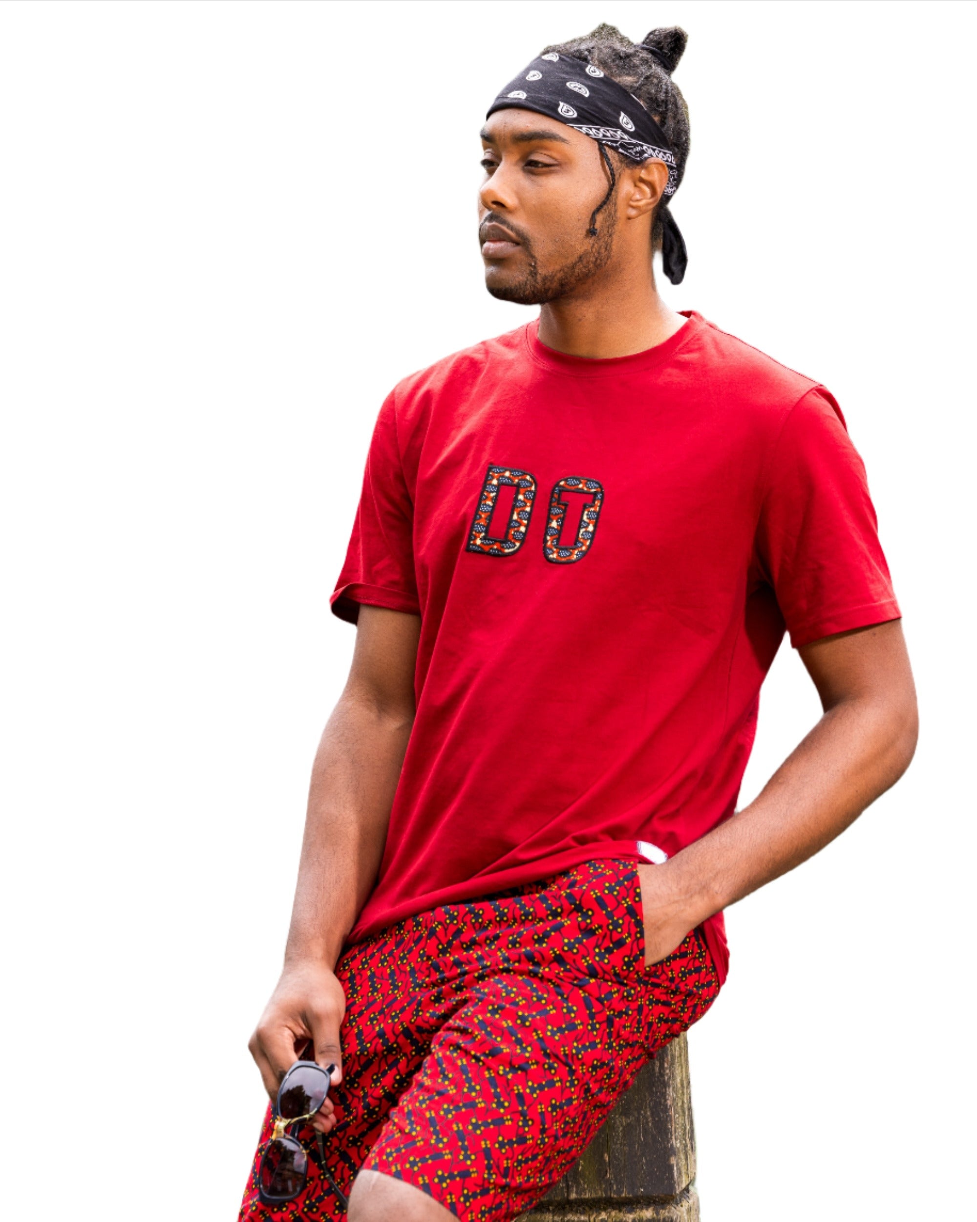 African Fashion Monogram Short Sleeve T-Shirt Red (Do It)