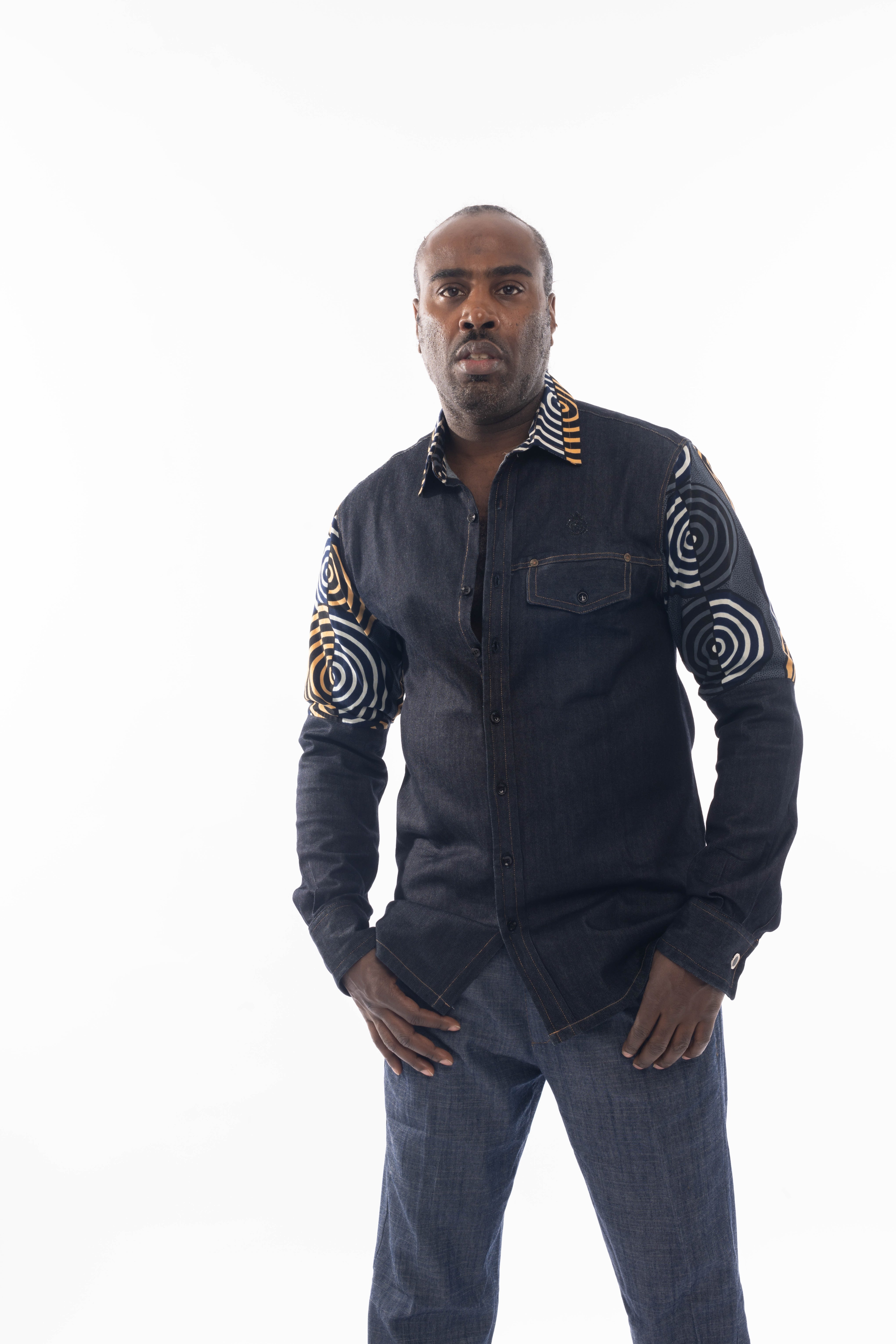 Adebayo Ankara Denim Shirt