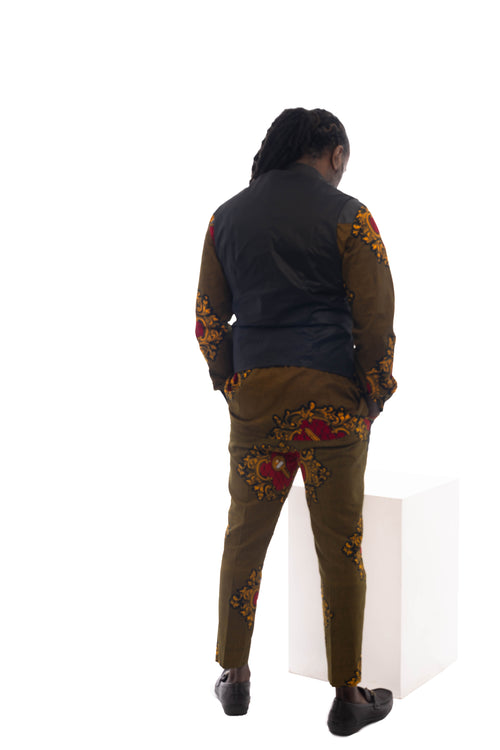 African Fashion Ankara Print Shirt, Trouser & Waistcoat Set