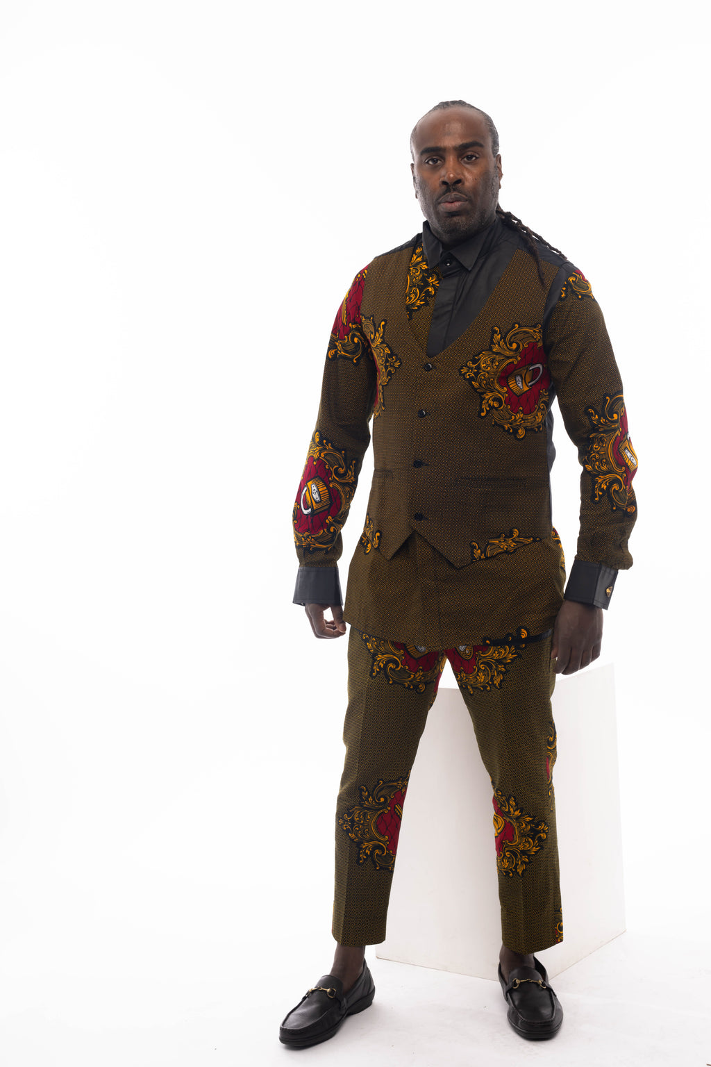 African Fashion Ankara Print Shirt, Trouser & Waistcoat Set