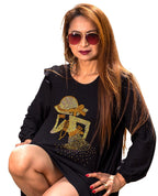 Robe Ankara noire ornée