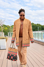 Adesuwa bag editorial photograph 2, balanced lighting and detailed Ankara fabric
