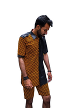 Ensemble chemise et short Ankara motif écailles de poisson