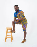 Orion denim and Ankara outfit – view 1