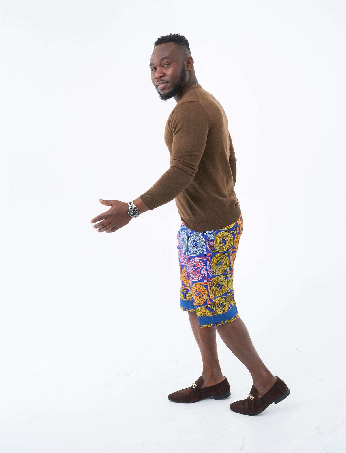 Orion denim and Ankara outfit – view 3