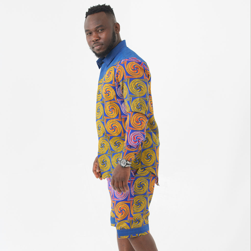 Orion denim and Ankara outfit – view 6
