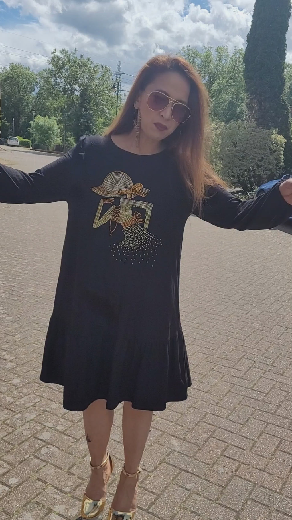 African Fashion Ankara Blinged Stylish Gown- Black