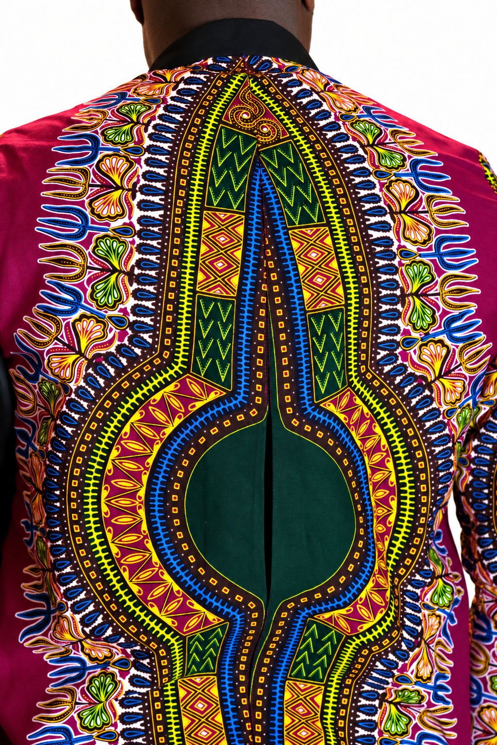 Sankofa Angelina print shirt back pattern and stitching detail