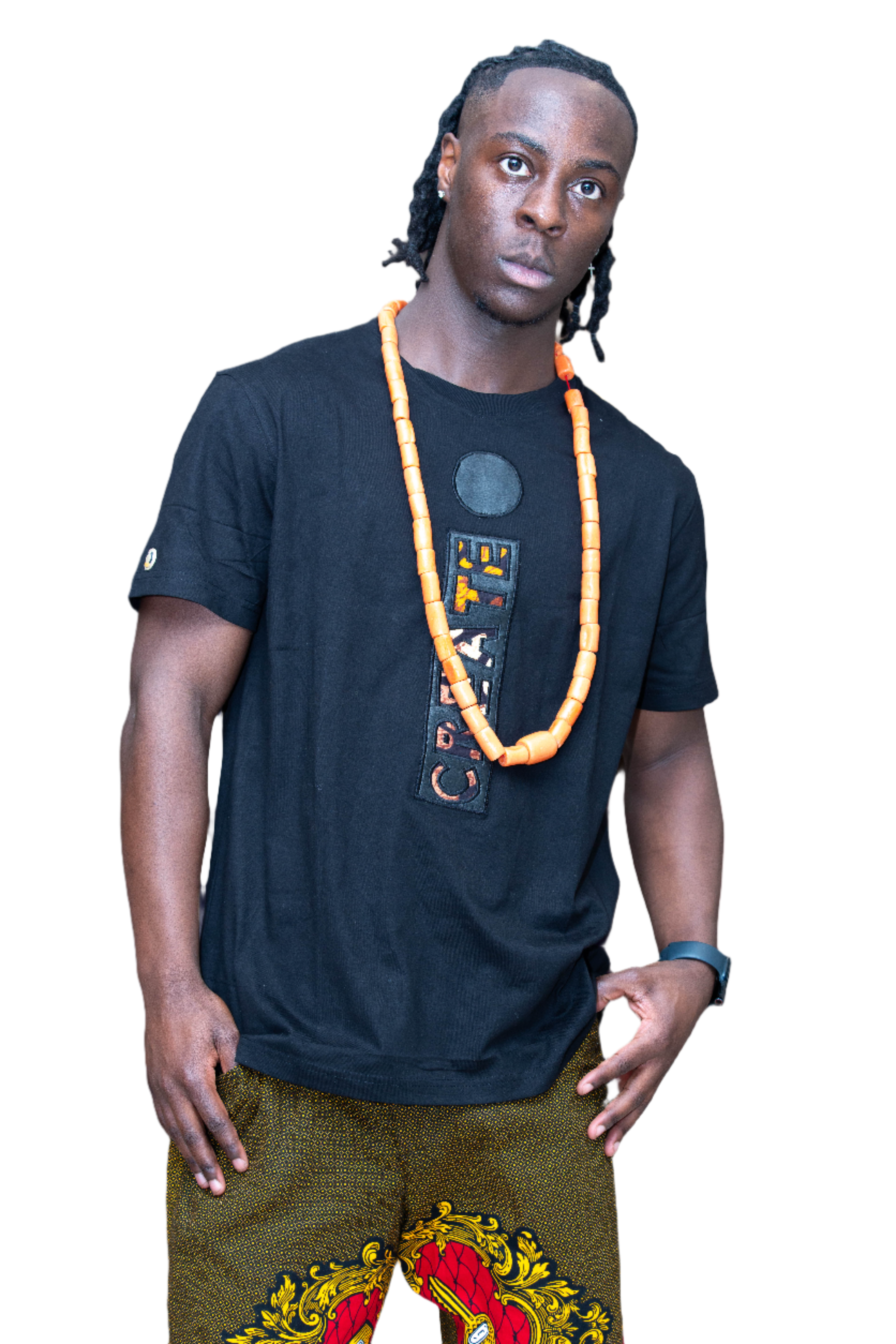 African Fashion Ankara Short Sleeve T -Shirt Black