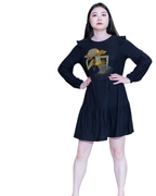 Robe Ankara noire ornée